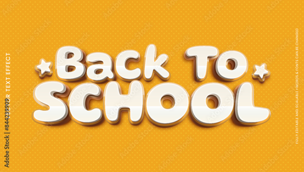 Vector 3d text effect back to school with yellow background Vector 3d text effect back to school with yellow background