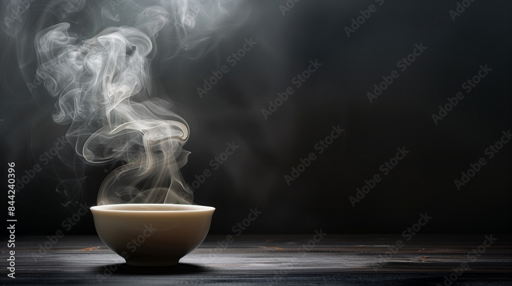 Describe the visual spectacle of steam rising from the surface of the cup, tracing delicate tendrils into the air and filling the room with its rich aroma. Describe the visual spectacle of steam rising from the surface of the cup, tracing delicate tendrils into the air and filling the room with its rich aroma.