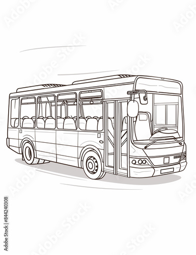 Bus isolated on white background - Coloring Pages: Printable Transportation Line Art for All Ages - Simple Patterns - Coloring Pages for All Ages - Easy Coloring Pages - Coloring Page for Adults 
