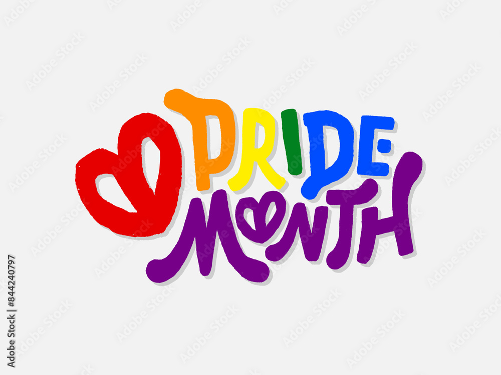 Naklejka premium LGBT pride art on white background. template for poster, social network, banner, cards. word PRIDE for poster. LGBTQ love symbol background. Concept design.