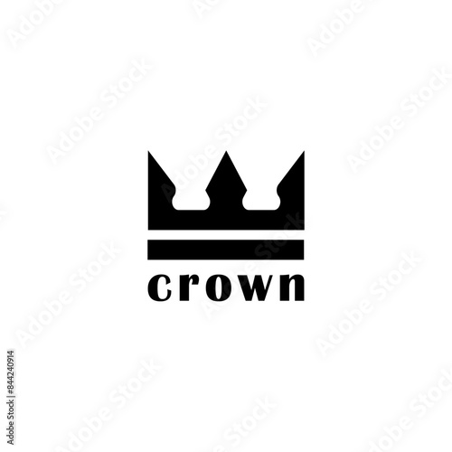 Flat crown logo design vector in black and white color