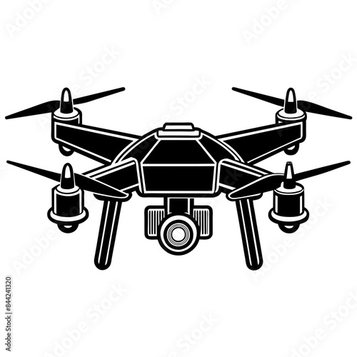 Generic Unmanned aerial vehicle vector silhouette on white background