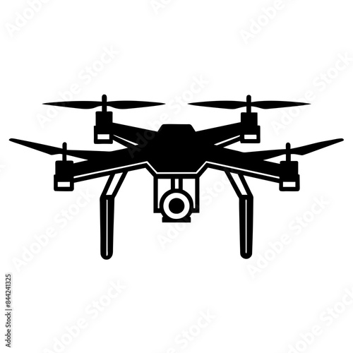 Generic Unmanned aerial vehicle vector silhouette on white background
