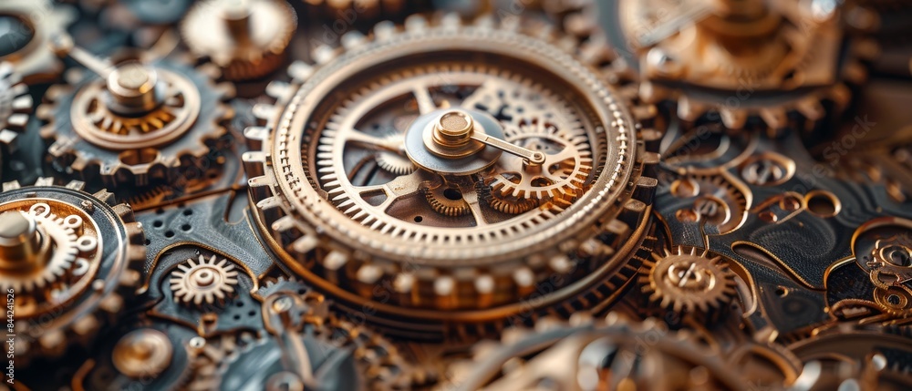 Close-up of intricate gears and cogs, showcasing the complex workings of machinery. Close-up of intricate gears and cogs, showcasing the complex workings of machinery.