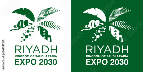 Green and White Riyadh Expo 2030 Logos: Elegant Designs for Saudi Arabia’s Global Event