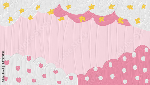 Pink background with cute star, cloud, and heart