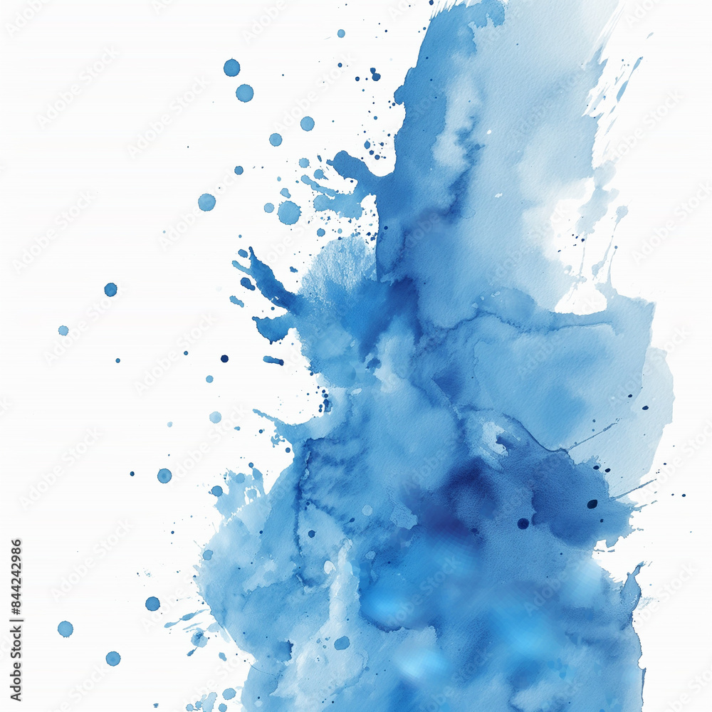 Obraz premium blue ink splashes on white, blue water splashes, blue water splash, blue water splash isolated, blue watercolor paint splashes, blue watercolor splashes, abstract watercolor background