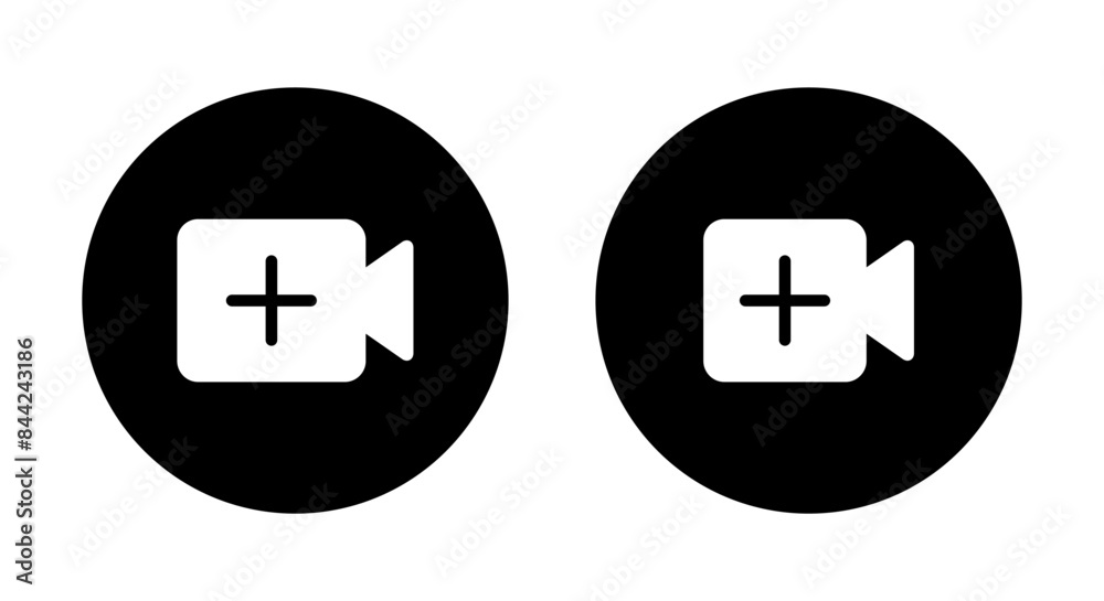Add video content icon on black circle Add video content icon on black circle