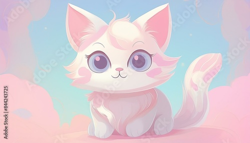 A cut cat animal kitten cartoon big eyes Perfectly Adorable: The Round-bodied Cat with Sagging Ears and Big Eyes" "Cuteness Overload: Meet the Feline with a Round Body and Big, Droopy Eyes"