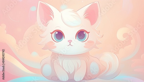 A cut cat animal kitten cartoon big eyes Perfectly Adorable: The Round-bodied Cat with Sagging Ears and Big Eyes" "Cuteness Overload: Meet the Feline with a Round Body and Big, Droopy Eyes"