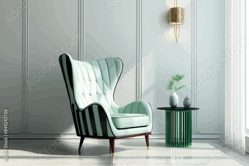 Classic furniture set isolated on white background