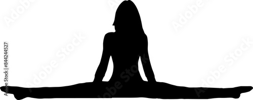 Slim sportive young woman doing yoga & fitness exercises,  Healthy lifestyle. for t-shirt graphics, icons, logo, web, posters, print, isolated on transparent background, silhouette of a women PNG