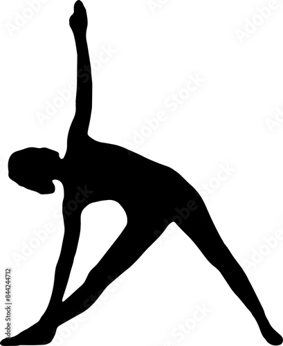 Slim sportive young woman doing yoga & fitness exercises,  Healthy lifestyle. for t-shirt graphics, icons, logo, web, posters, print, isolated on transparent background, silhouette of a women PNG