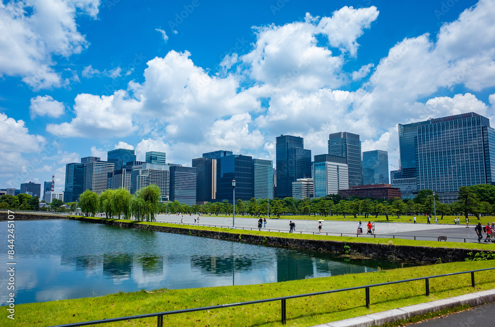 皇居外苑から丸の内の高層ビル群 皇居外苑から丸の内の高層ビル群