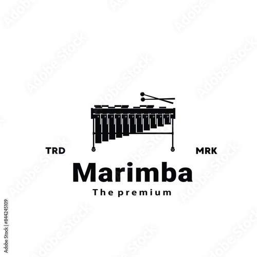 Percussion instrument logo illustration, marimba silhouette suitable for music stores and communities