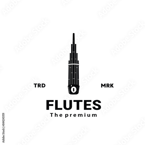 wind instrument logo illustration, flutes silhouette suitable for music stores and communities