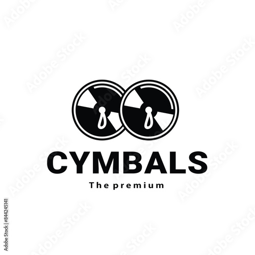 musical instrument logo illustration, cymbals silhouette suitable for music store and community