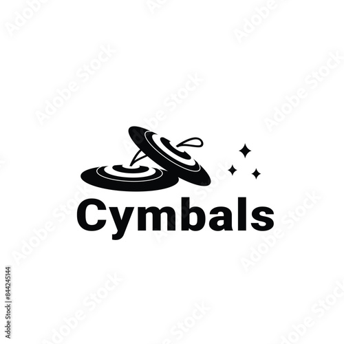 musical instrument logo illustration, cymbals silhouette suitable for music store and community
