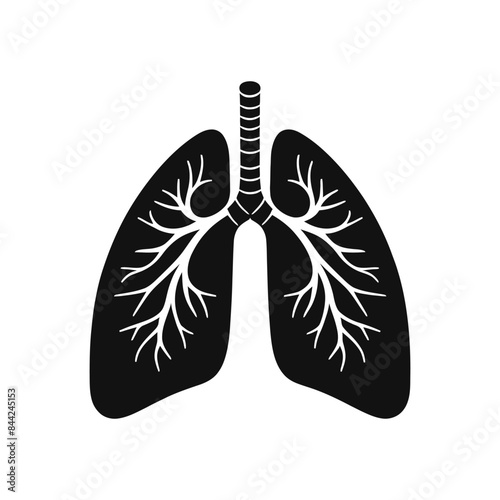 Human Lungs Icon - Detailed Black and White Medical Vector Illustration