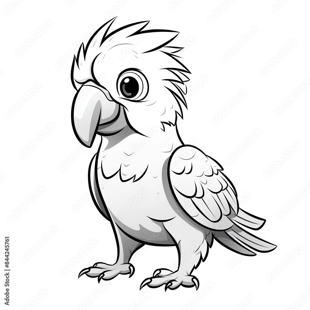 A cute baby parrot with simple lines, coloring page for kids in the style of cartoon drawing A cute baby parrot with simple lines, coloring page for kids in the style of cartoon drawing