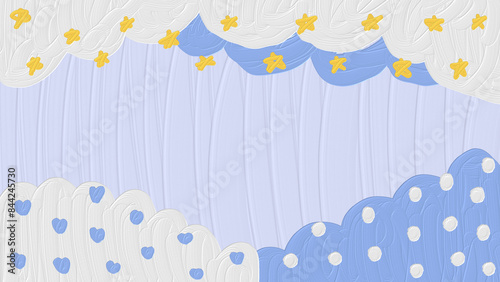 Blue background with cute star, cloud and heart