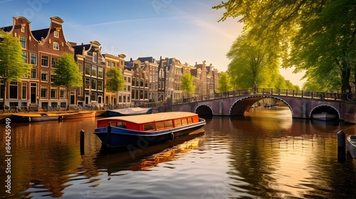 Canals of Amsterdam, Netherlands. Amsterdam is the capital and most populous city of the Netherlands. photo