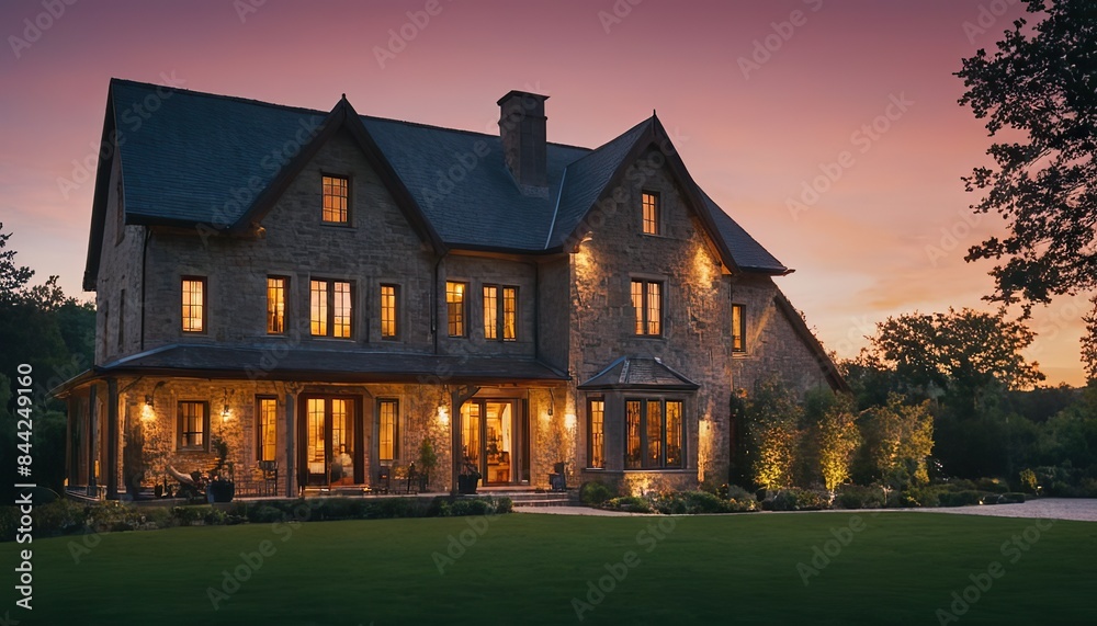 Illuminated luxury modern house at night Illuminated luxury modern house at night