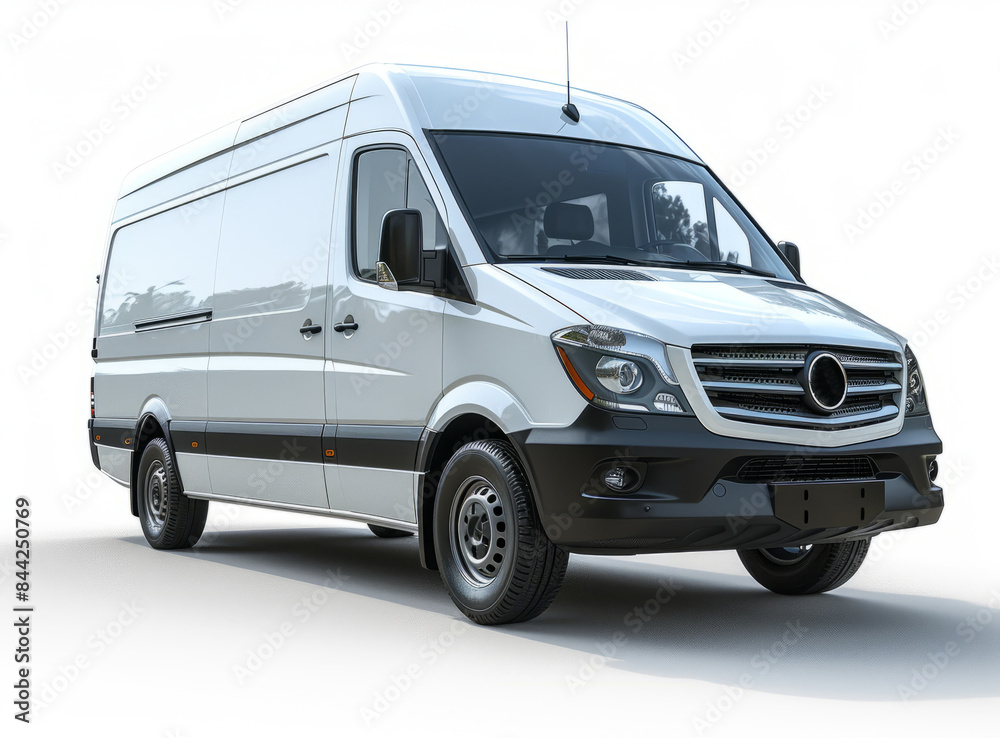 A white delivery van parked in a dimly lit room. A white delivery van parked in a dimly lit room.