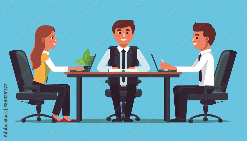 Fototapeta premium Human resource management with employee recruitment, job interview, and hiring process