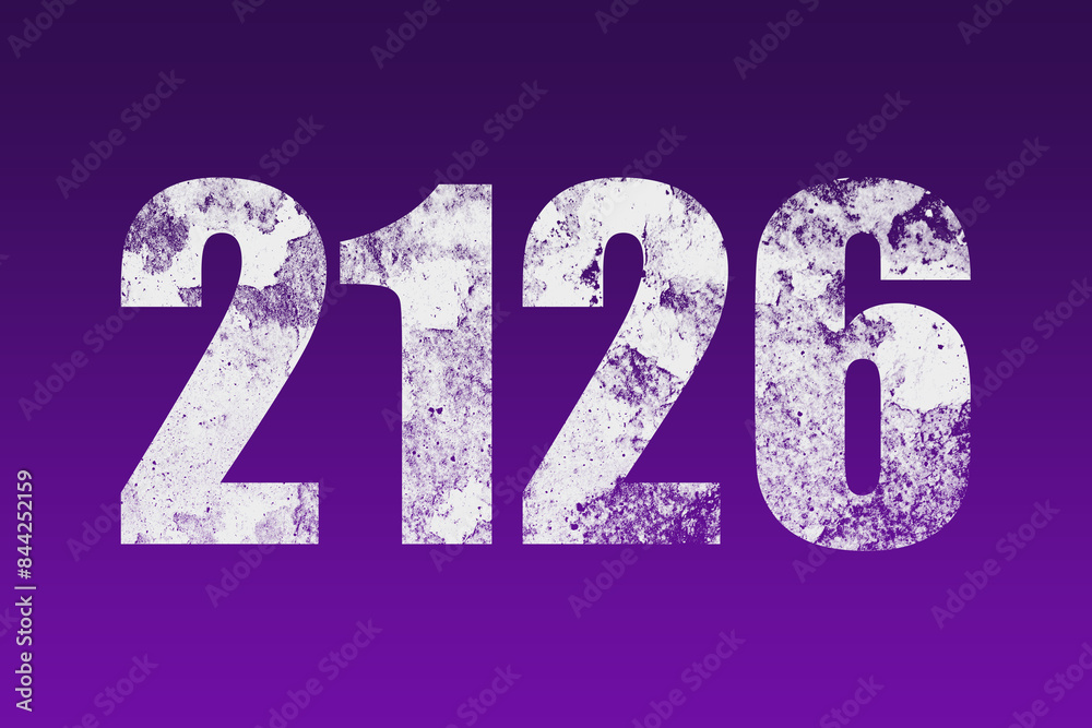 flat white grunge number of 2126 on purple background. flat white grunge number of 2126 on purple background.
