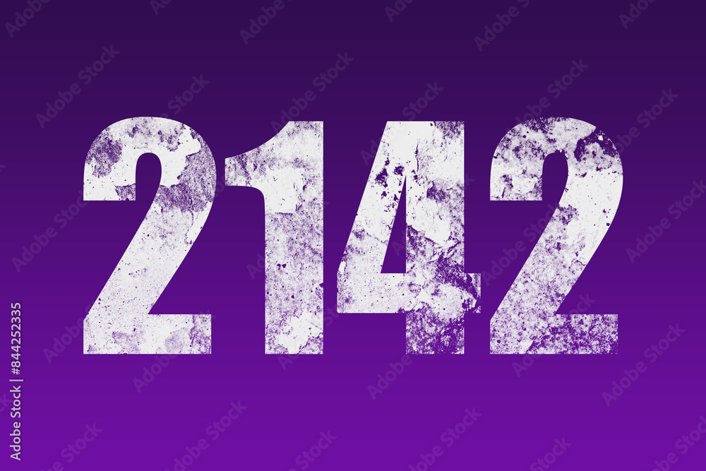 flat white grunge number of 2142 on purple background. flat white grunge number of 2142 on purple background.