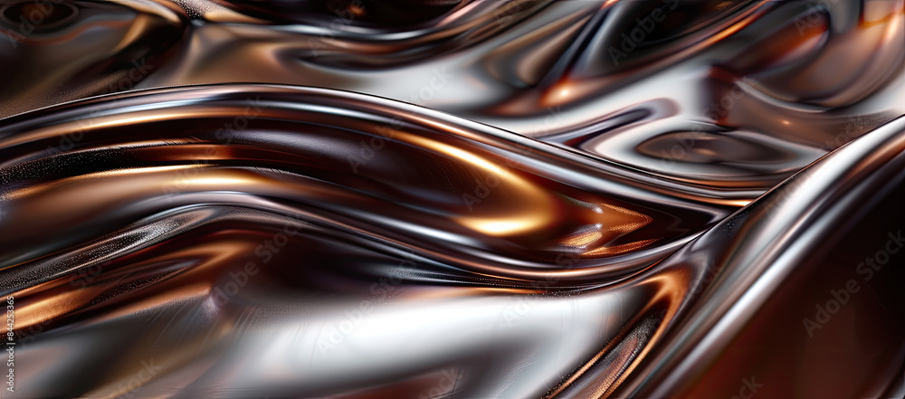 Abstract Metallic Fluid Waves with Bronze Highlights Abstract Metallic Fluid Waves with Bronze Highlights