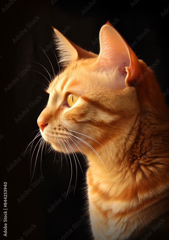 Orange cat sitting looking sideways, code up. Orange cat sitting looking sideways, code up.