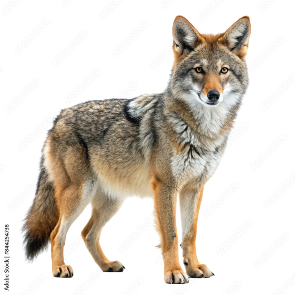 An alert coyote canis latrans isolated on Transparent background. An alert coyote canis latrans isolated on Transparent background.