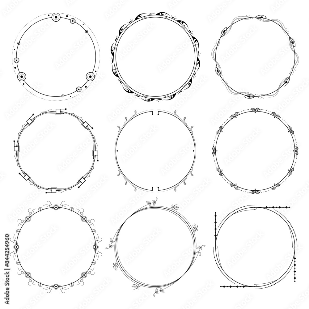 Set Abstract Collection Black Simple Line Round Circle With Leaf Leaves Frame Flowers Doodle Outline Element Vector Design Style Sketch Isolated Illustration For Wedding And Banner Set Abstract Collection Black Simple Line Round Circle With Leaf Leaves Frame Flowers Doodle Outline Element Vector Design Style Sketch Isolated Illustration For Wedding And Banner