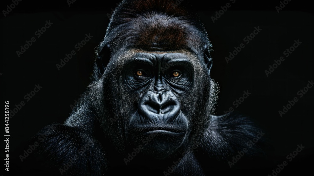 Dark and Furious A Powerful Gorilla Portrait Expressing Anger and Strength in the Wilderness