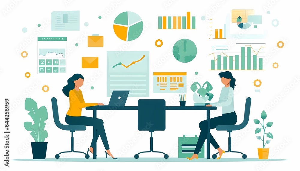 Flat design of human resource management with recruitment process, job interview, and candidate selection Flat design of human resource management with recruitment process, job interview, and candidate selection