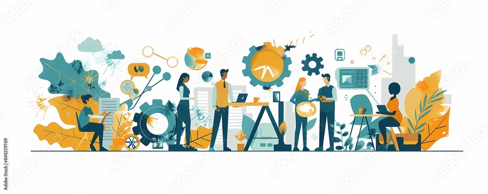 Flat design of human resource management with recruitment process, job interview, and candidate selection Flat design of human resource management with recruitment process, job interview, and candidate selection