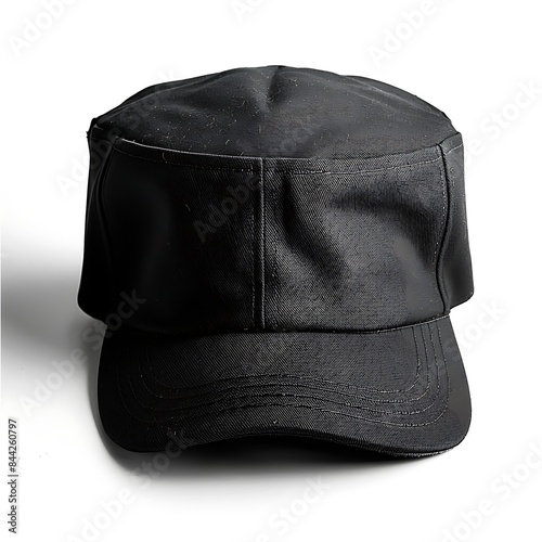 A classic black newsboy mockup cap isolated on a white background for versatile fashion accessorizing. 