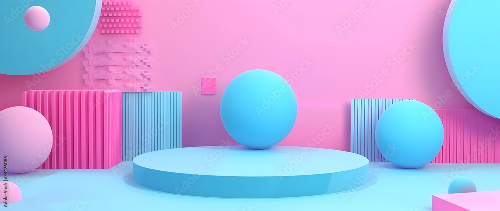 Vibrant Geometric Shapes in Pastel Pop Art Style for Stylish Design Mockup Background Vibrant Geometric Shapes in Pastel Pop Art Style for Stylish Design Mockup Background