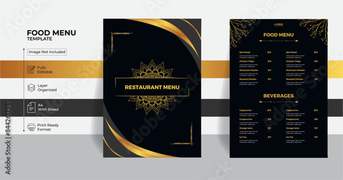 Professional Food Menu Design Template: Perfect for social media marketing and web banner promotions. Elevate your restaurant's branding with our elegant and effective menu templates.