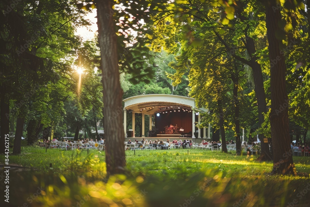 Obraz premium Outdoor summer music festival with audience