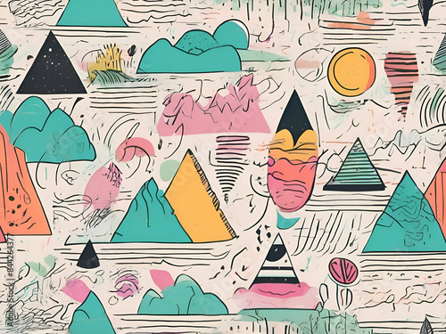 Wallpaper Mural childish pattern with abstract modern doodles Trendy colorful background Vintage doodles Torontodigital.ca