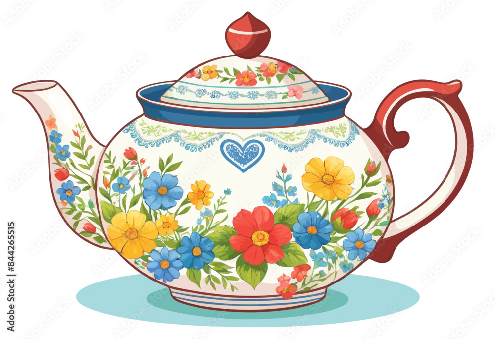 a teapot with flowers painted on it