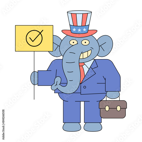 Elephant republican holding check mark sign
