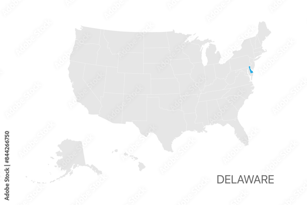 Obraz premium USA map with Delaware state highlighted easy editable for design