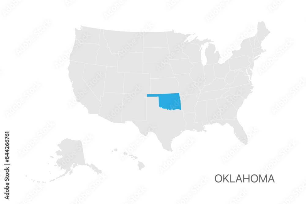 USA map with Oklahoma state highlighted easy editable for design USA map with Oklahoma state highlighted easy editable for design