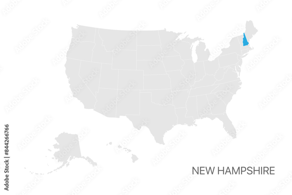 Obraz premium USA map with New Hampshire state highlighted easy editable for design