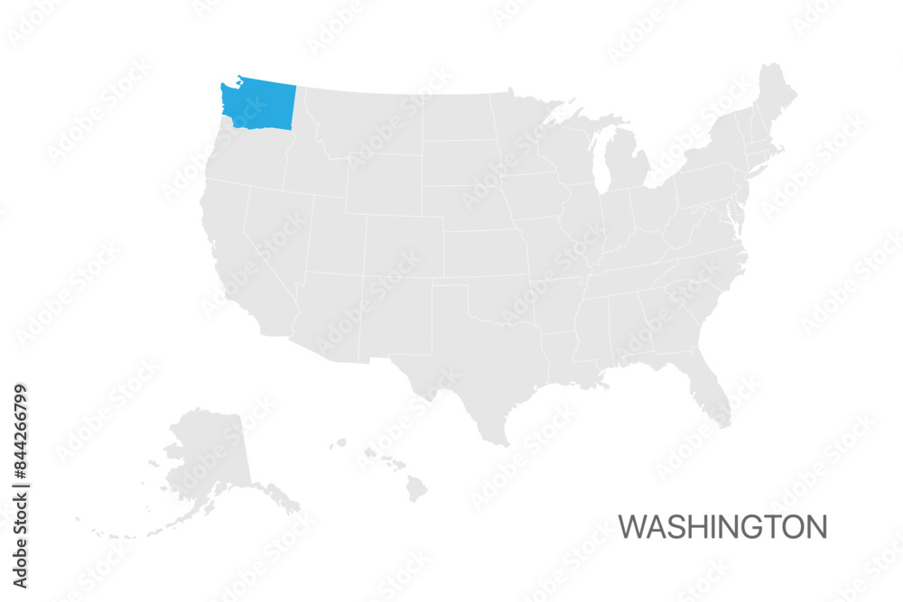 Fototapeta premium USA map with Washington state highlighted easy editable for design