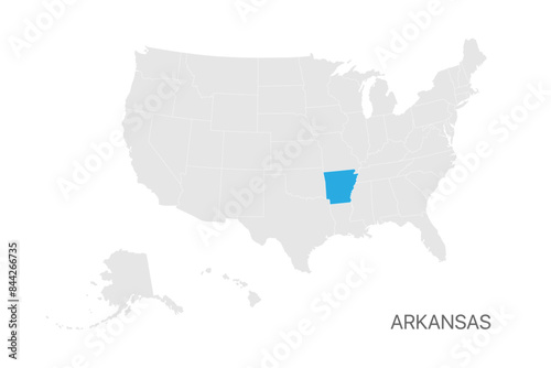 USA map with Arkansas state highlighted easy editable for design
